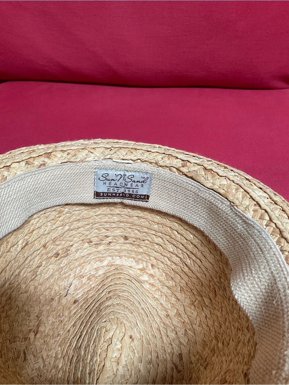 Sun and Sand - Straw Fedora Hat with Orange-Red Stripe Band